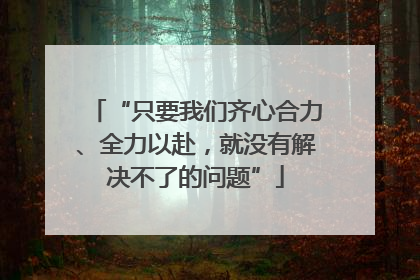 “只要我们齐心合力、全力以赴，就没有解决不了的问题”