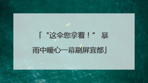 “这伞您拿着！” 暴雨中暖心一幕刷屏宜都