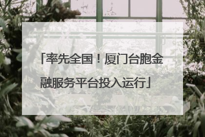 率先全国！厦门台胞金融服务平台投入运行