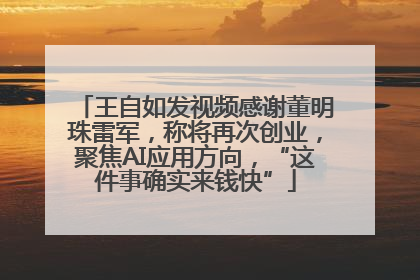 王自如发视频感谢董明珠雷军，称将再次创业，聚焦AI应用方向，“这件事确实来钱快”