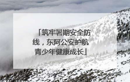 筑牢暑期安全防线，东阿公安护航青少年健康成长