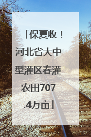 保夏收！河北省大中型灌区春灌农田707.4万亩