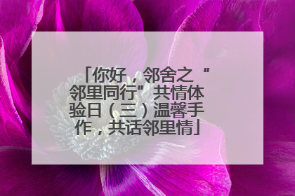 你好，邻舍之“邻里同行”共情体验日（三）温馨手作，共话邻里情