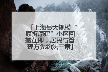 上海最大规模“原拆原建”小区回搬在即，居民与管理方先约法三章