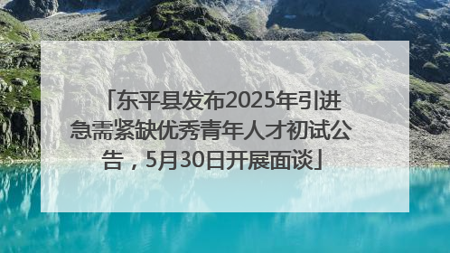 东平县发布2025年引进急需紧缺优秀青年人才初试公告，5月30日开展面谈