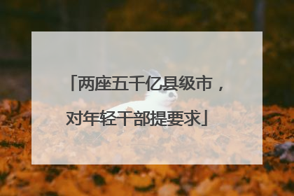 两座五千亿县级市，对年轻干部提要求