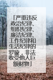 严重违反政治纪律、组织纪律、廉洁纪律、工作纪律和生活纪律的罗璇，非法收受他人巨额财物