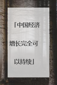 中国经济增长完全可以持续