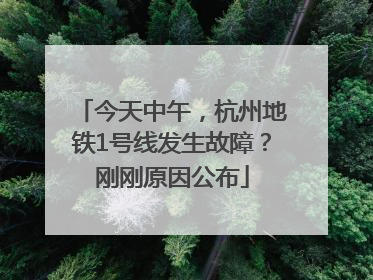 今天中午，杭州地铁1号线发生故障？刚刚原因公布
