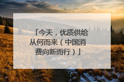 今天，优质供给从何而来（中国消费向新而行）