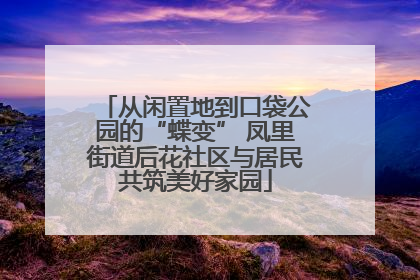 从闲置地到口袋公园的“蝶变” 凤里街道后花社区与居民共筑美好家园