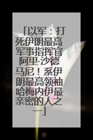 以军：打死伊朗最高军事指挥官阿里·沙德马尼！系伊朗最高领袖哈梅内伊最亲密的人之一