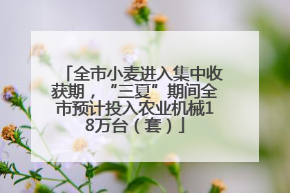 全市小麦进入集中收获期，“三夏”期间全市预计投入农业机械18万台（套）