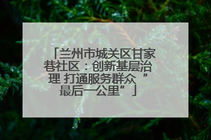 兰州市城关区甘家巷社区：创新基层治理 打通服务群众“最后一公里”