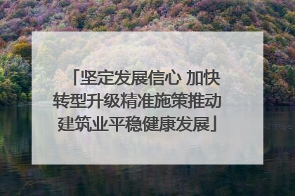 坚定发展信心 加快转型升级精准施策推动建筑业平稳健康发展
