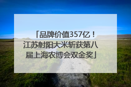 品牌价值357亿！江苏射阳大米斩获第八届上海农博会双金奖