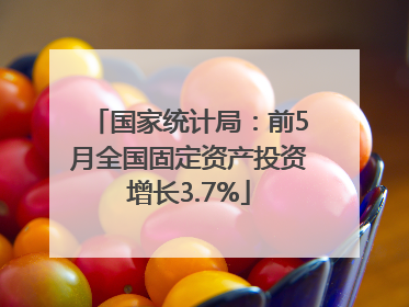 国家统计局：前5月全国固定资产投资增长3.7%