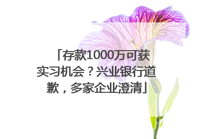 存款1000万可获实习机会？兴业银行道歉，多家企业澄清