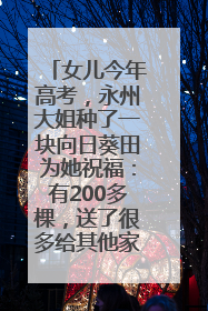 女儿今年高考，永州大姐种了一块向日葵田为她祝福：有200多棵，送了很多给其他家长