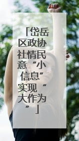 岱岳区政协社情民意“小信息”实现“大作为”