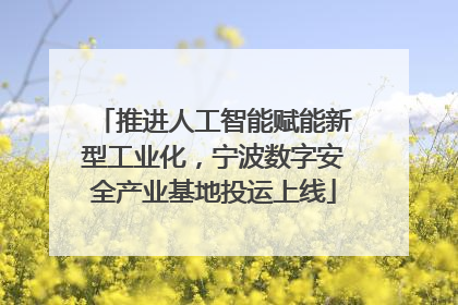 推进人工智能赋能新型工业化，宁波数字安全产业基地投运上线