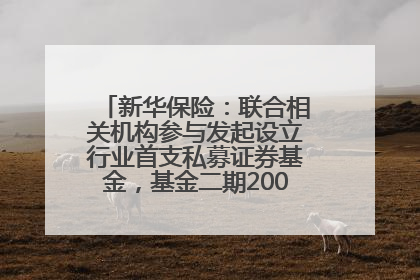 新华保险：联合相关机构参与发起设立行业首支私募证券基金，基金二期200亿元已募集完毕