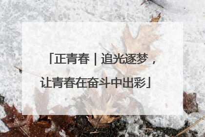 正青春｜追光逐梦，让青春在奋斗中出彩