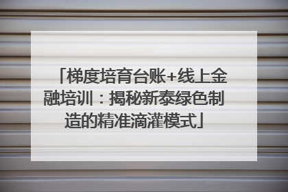 梯度培育台账+线上金融培训：揭秘新泰绿色制造的精准滴灌模式