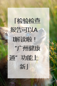 检验检查报告可以AI解读啦！“广州健康通”功能上新