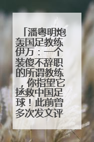 潘粤明炮轰国足教练伊万：一个装傻不辞职的所谓教练，你指望它拯救中国足球！此前曾多次发文评价国足
