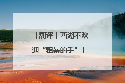 潮评丨西湖不欢迎“粗暴的手”