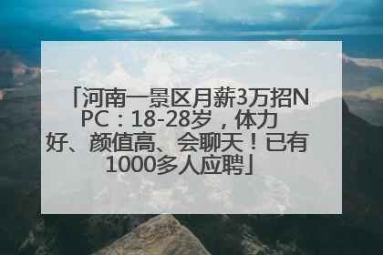 河南一景区月薪3万招NPC：18-28岁，体力好、颜值高、会聊天！已有1000多人应聘