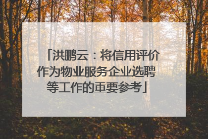洪鹏云：将信用评价作为物业服务企业选聘等工作的重要参考