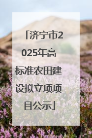 济宁市2025年高标准农田建设拟立项项目公示