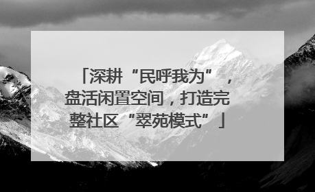 深耕“民呼我为”，盘活闲置空间，打造完整社区“翠苑模式”
