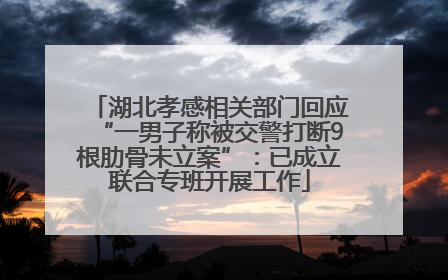 湖北孝感相关部门回应“一男子称被交警打断9根肋骨未立案”：已成立联合专班开展工作