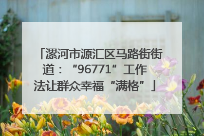 漯河市源汇区马路街街道：“96771”工作法让群众幸福“满格”