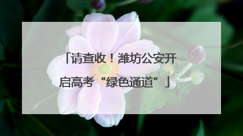 请查收！潍坊公安开启高考“绿色通道”