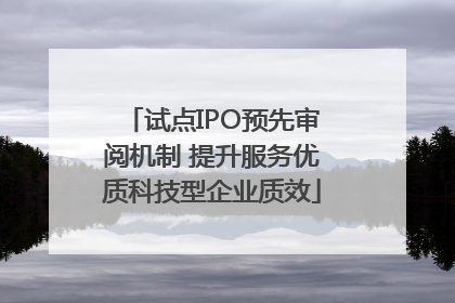 试点IPO预先审阅机制 提升服务优质科技型企业质效