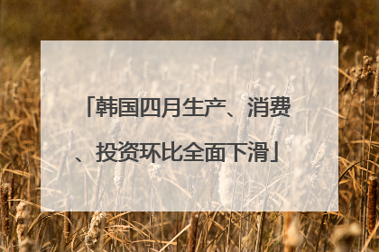 韩国四月生产、消费、投资环比全面下滑
