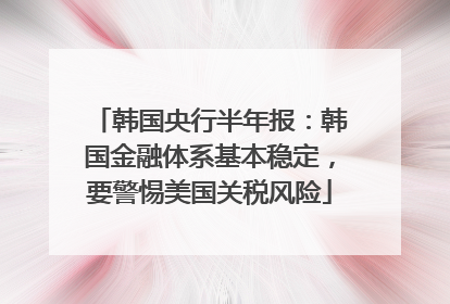 韩国央行半年报：韩国金融体系基本稳定，要警惕美国关税风险