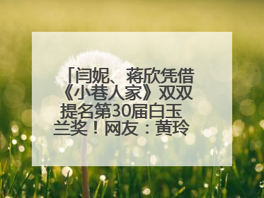 闫妮、蒋欣凭借《小巷人家》双双提名第30届白玉兰奖！网友：黄玲宋莹又相遇了