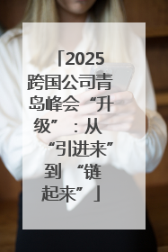 2025跨国公司青岛峰会“升级”：从 “引进来” 到 “链起来”